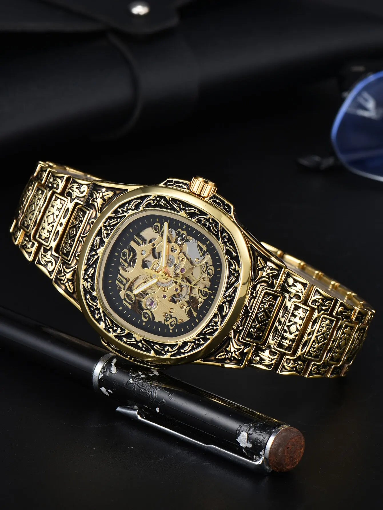 Automatic Mechanical Watch Alloy Steel Vintage Retro Luxury Waterproof Skeleton Ffordable 40Mm Wholesale Watch for Men