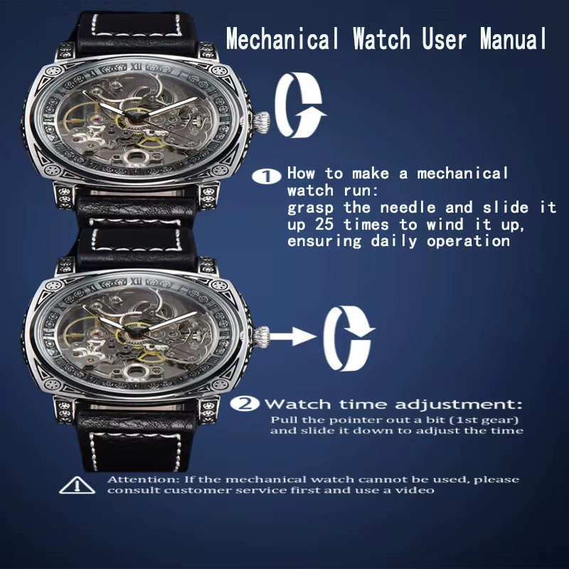 Automatic Watch Retro Style Wholesale Mechanical Wristwatches Skeleton Carve Waterproof Leather No Logo Mens Watch