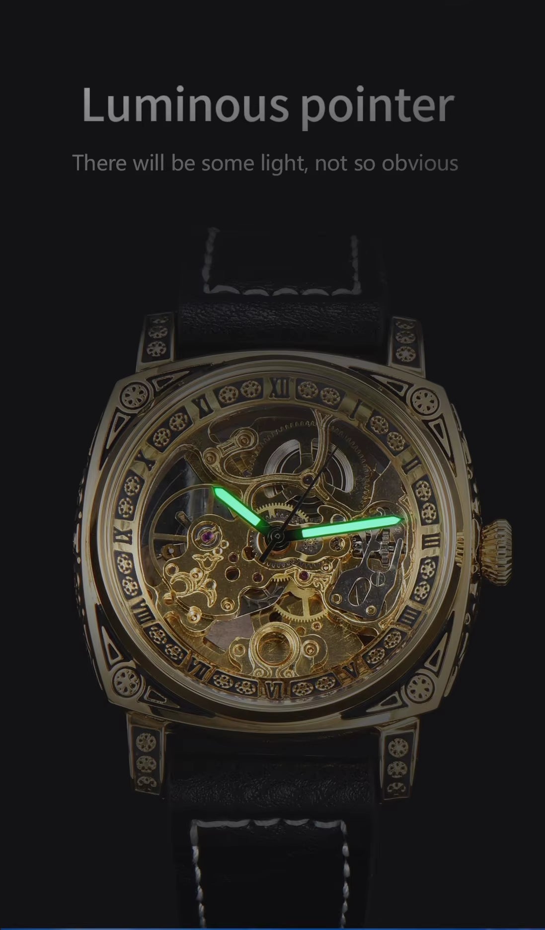 Automatic Watch Retro Style Wholesale Mechanical Wristwatches Skeleton Carve Waterproof Leather No Logo Mens Watch