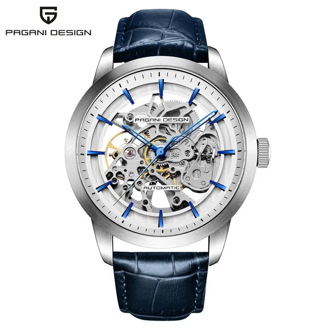 Men Hollow Fashion Leather Automatic Mechanical Skeleton Waterproof Business Watch Men'S Watch Relogio Masculino