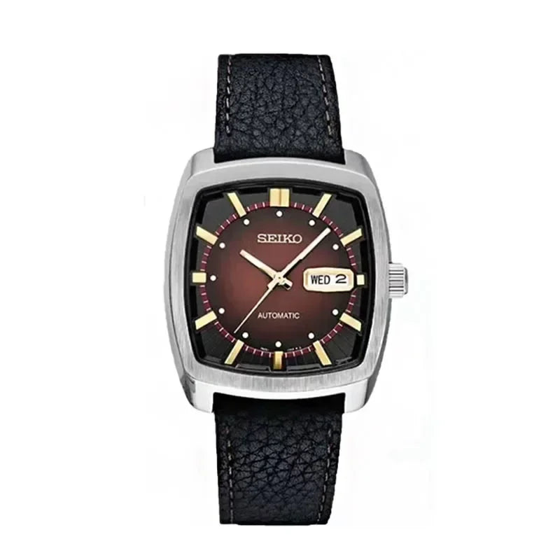 Original  Automatic Mechanical Watch Men'S Casual Fashion Watch High-Quality Wine Barrel Watch Belt Retro Green Plate