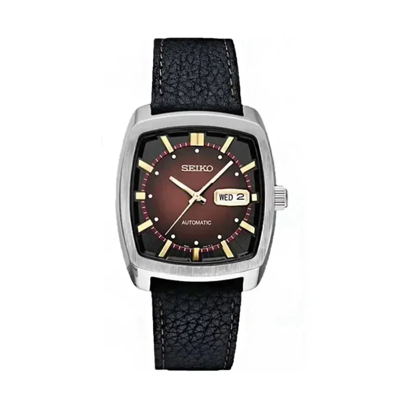 Original  Automatic Mechanical Watch Men'S Casual Fashion Watch High-Quality Wine Barrel Watch Belt Retro Green Plate
