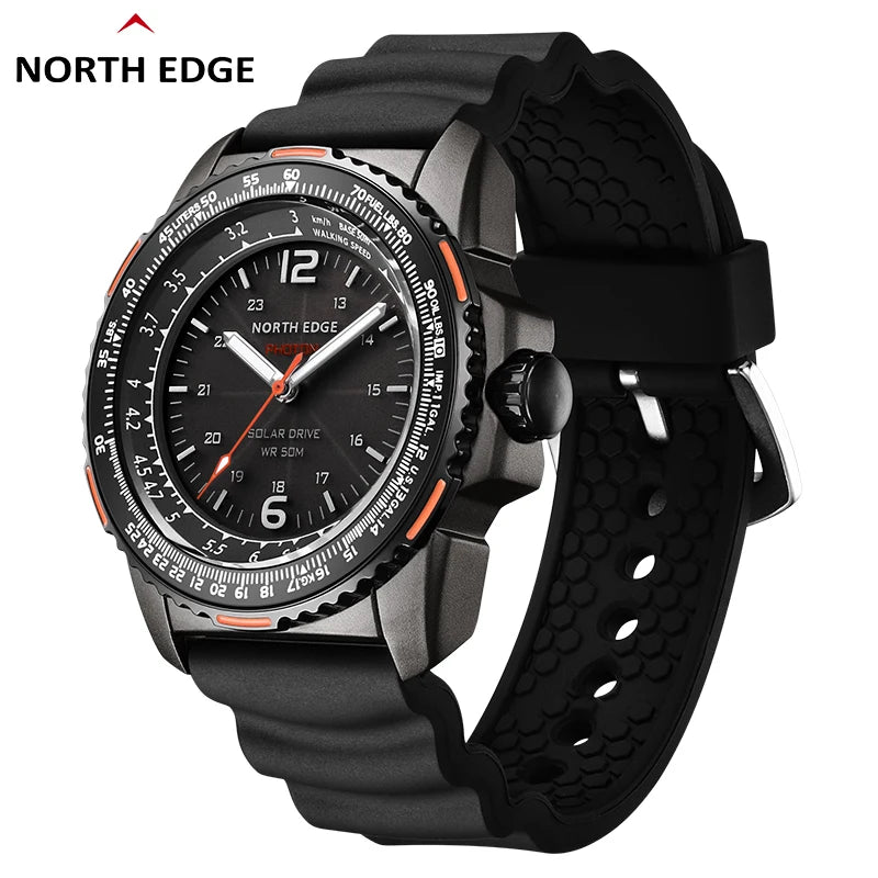 PHOTON Men Digital Military Watch Waterproof 50M Men'S Sport Wristwatches Solar Power Luminous Enviormentally Clock