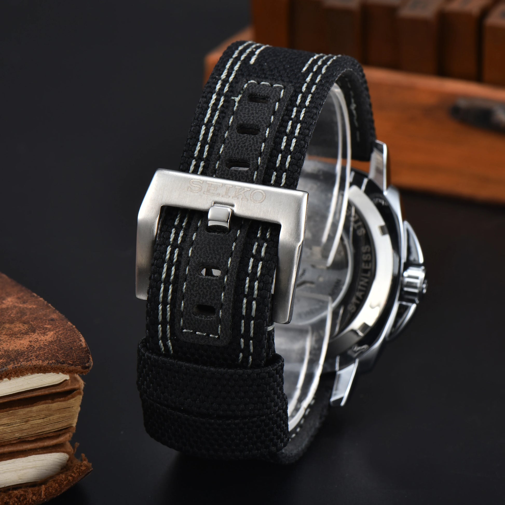 Men'S Automatic Mechanical Watch High Quality Four Needle Hollow Luminous Cloth Strap Watch