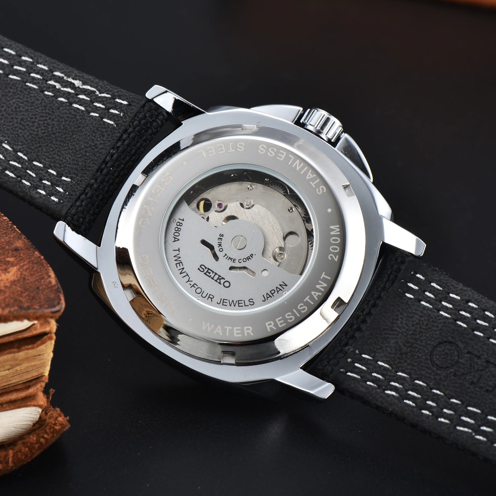 Men'S Automatic Mechanical Watch High Quality Four Needle Hollow Luminous Cloth Strap Watch