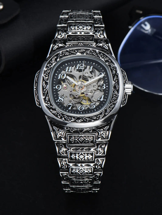 Automatic Mechanical Watch Alloy Steel Vintage Retro Luxury Waterproof Skeleton Ffordable 40Mm Wholesale Watch for Men