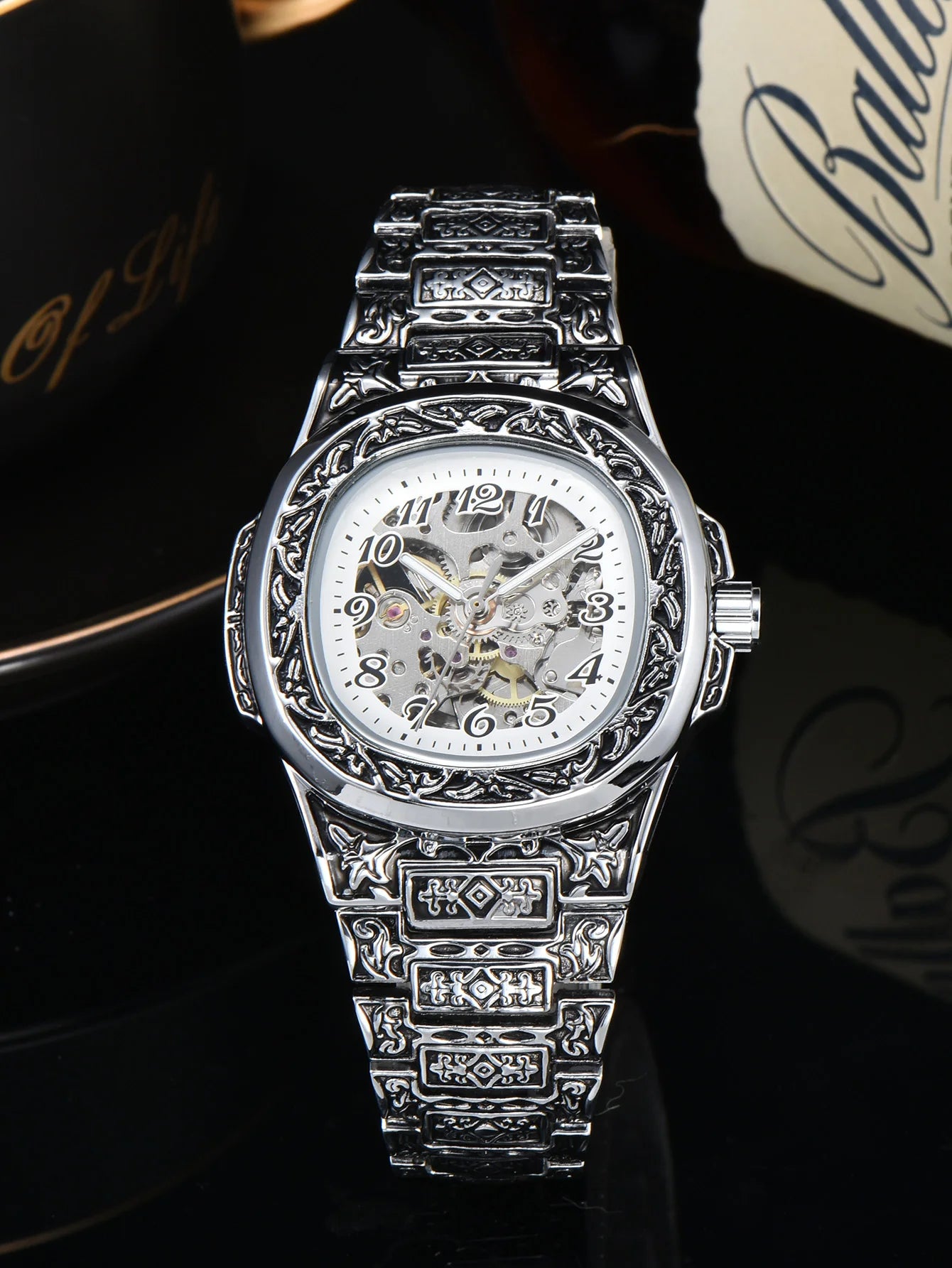 Automatic Mechanical Watch Alloy Steel Vintage Retro Luxury Waterproof Skeleton Ffordable 40Mm Wholesale Watch for Men