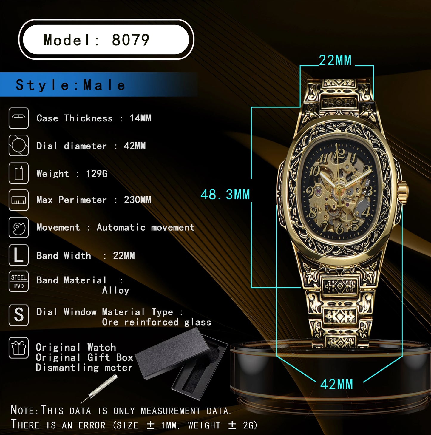 Automatic Mechanical Watch Alloy Steel Vintage Retro Luxury Waterproof Skeleton Ffordable 40Mm Wholesale Watch for Men