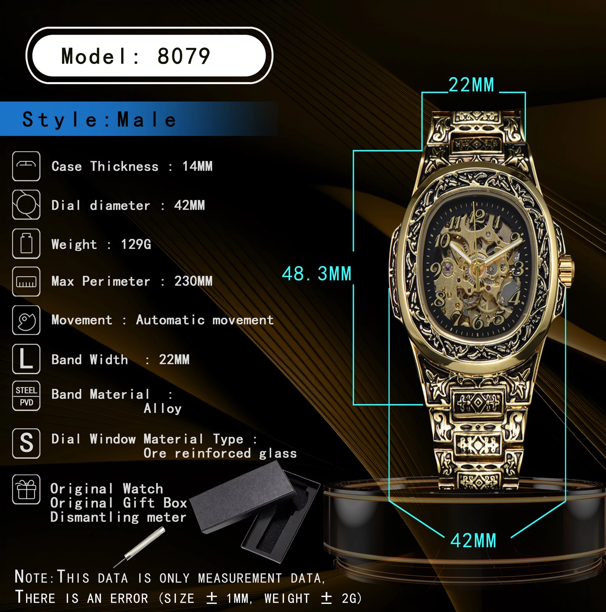 Automatic Mechanical Watch Alloy Steel Vintage Retro Luxury Waterproof Skeleton Ffordable 40Mm Wholesale Watch for Men