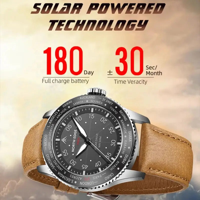 2024 MACH Solar Power Quartz Watch Men Waterproof 50M Men'S Pilot Sports Wristwatches Luminous Enviormentally Clock